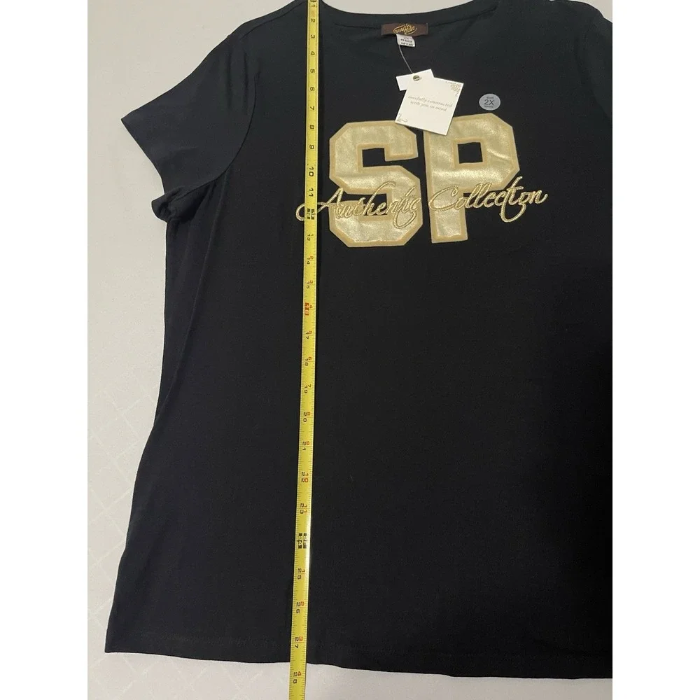 NWT Y2K South Pole Black Gold Graphic Baby Tee Logo Top Size‎ 2XL